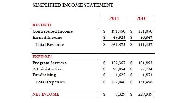2009 Simplified Income Statement